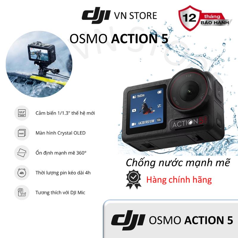 Camera Hành Động DJI Osmo Action 5 Pro Máy Quay Hành Trình 4K 120fps, Chế Độ Màu HLG, Quay Đêm Rõ Nét
