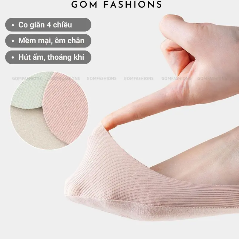 Combo 5 đôi tất lười nữ đệm cao su chống tuột gót GOMTAT, vớ hài mang giày búp bê - BUB-KOL-1302-CB5 3