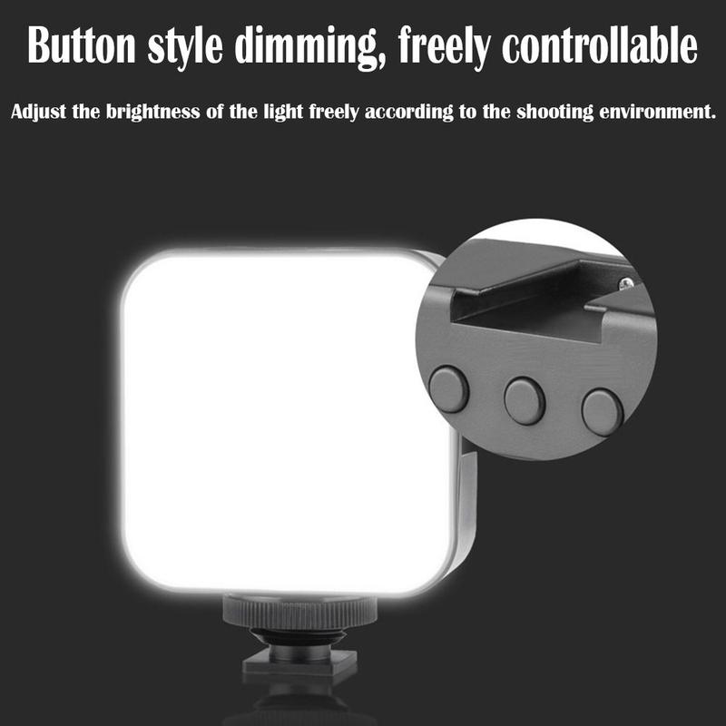 Rechargeable Dimmable Fill-in Light 6500K Hot Shoe Mount Photography Lamp USB Charging Portable LED Video Light for Canon/Nikon/Sony Live Broadcast 6