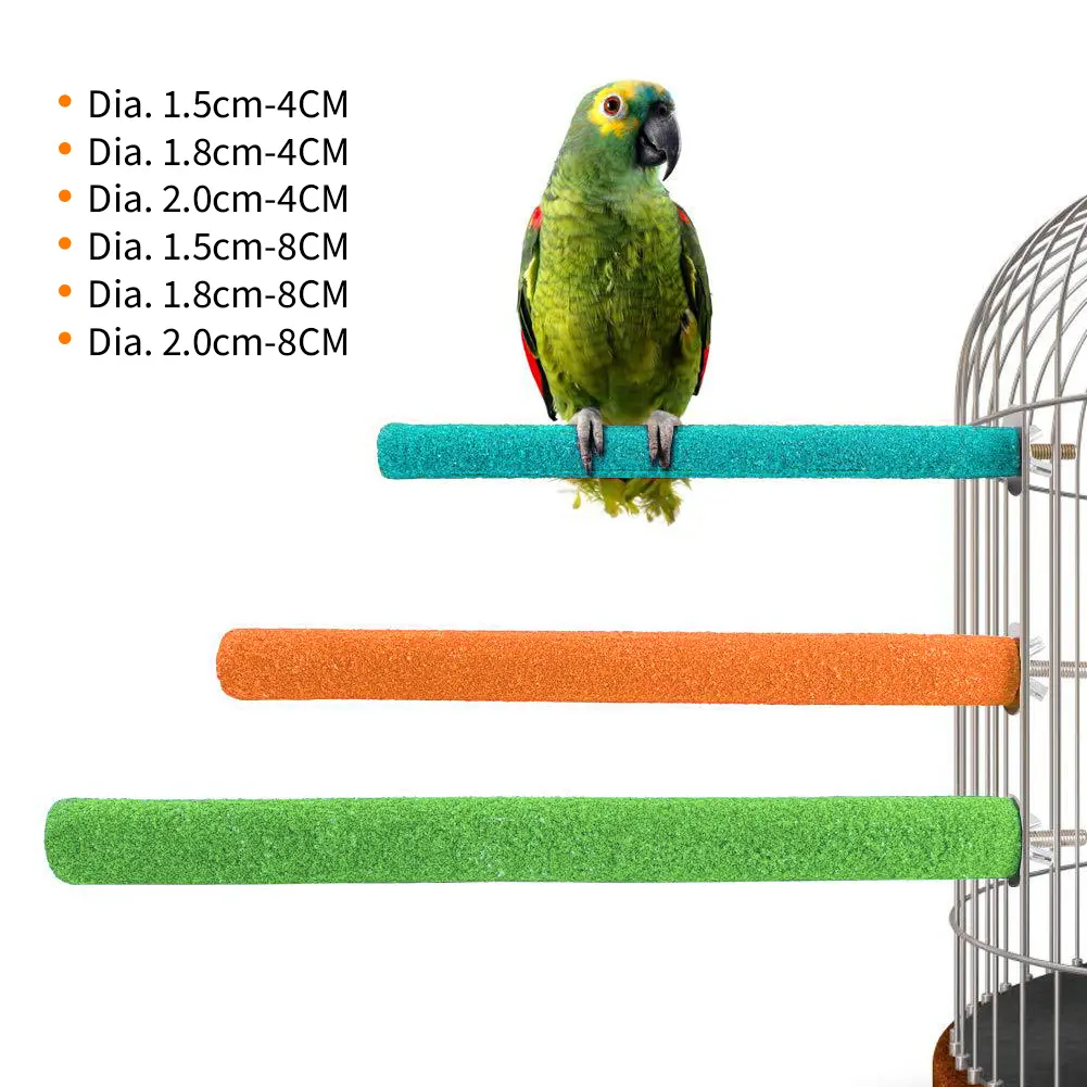 4CM/8CM Natural Wood Pet Parrot Bird Claw Beak Grinding Perches Stand Rack Claw Grinding Stick Cage Accessories For Birds Squirrel Bird Supplies #436696