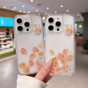 เคสโทรศัพท์, ตัวเลื่อนหมีเนยโดนัท, การออกแบบการ์ตูนน่ารัก, ตัวป้องกันหน้าจอ, ฝาครอบป้องกัน, กันกระแทก, โปร่งใส, เข้ากันได้กับ iPhone 14promax, 15, 14, 13