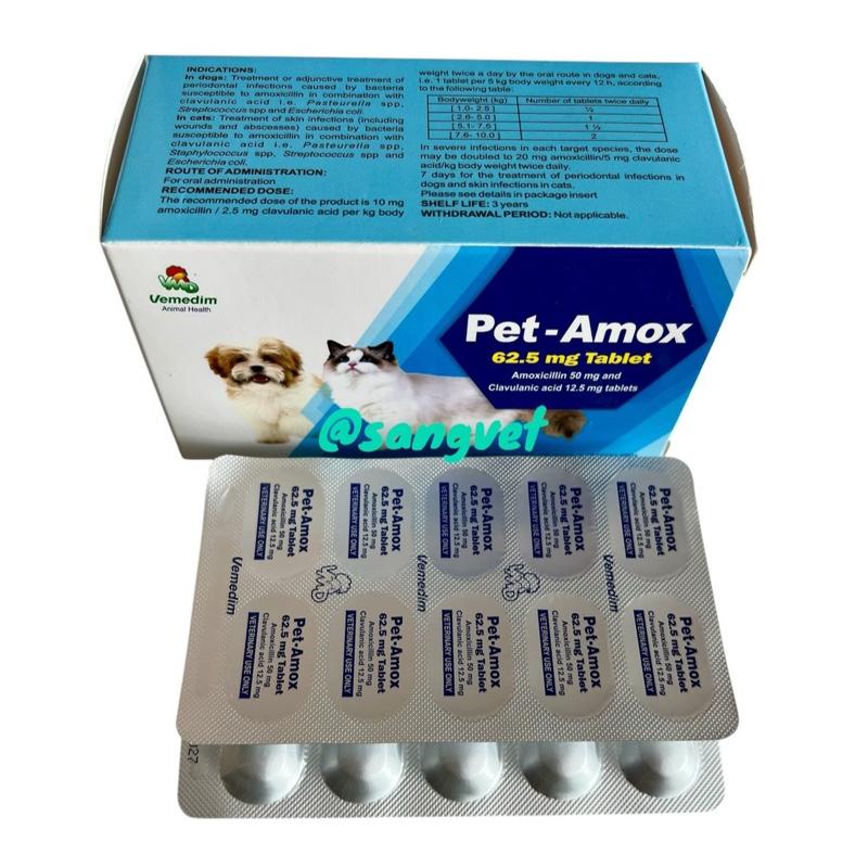 Vemedim Pet Amox hộp 10 Viên - thuốc phòng trị bệnh tiêu chảy, viêm phổi, viêm khớp và các bệnh khác cho chó mèo