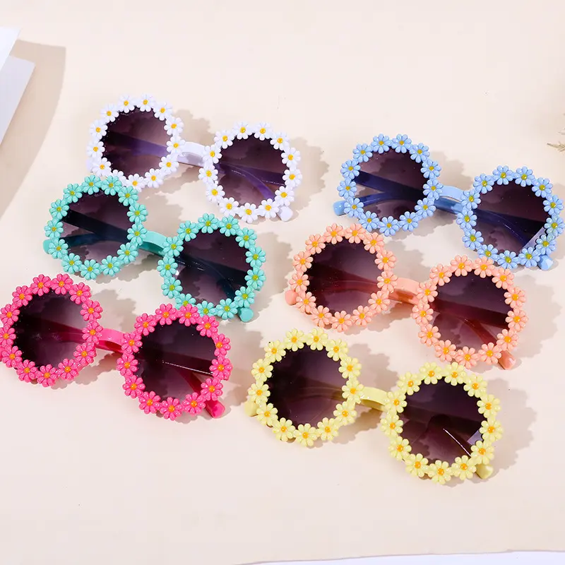 1Pcs New Girls Round Flower UV400 Sunglasses Boys Children Colors Outdoor Sun Protection Sunglasses Baby Sport Shades Glasses Kids