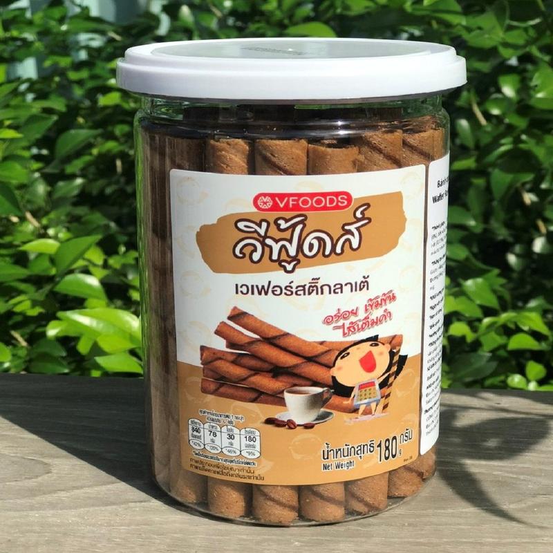Bánh Quế Vfoods Thái Lan Nhân Kem Socola, Kem Capuchino [Hủ 180g]