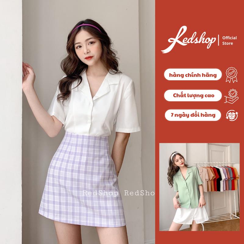 Áo Sơ Mi Nữ Tay Lỡ Cổ Vest Vải Đũi Hàn Mịn Basic Red Shop 27824 - Màu Trắng -  Women Top Shirt Voi Nhung