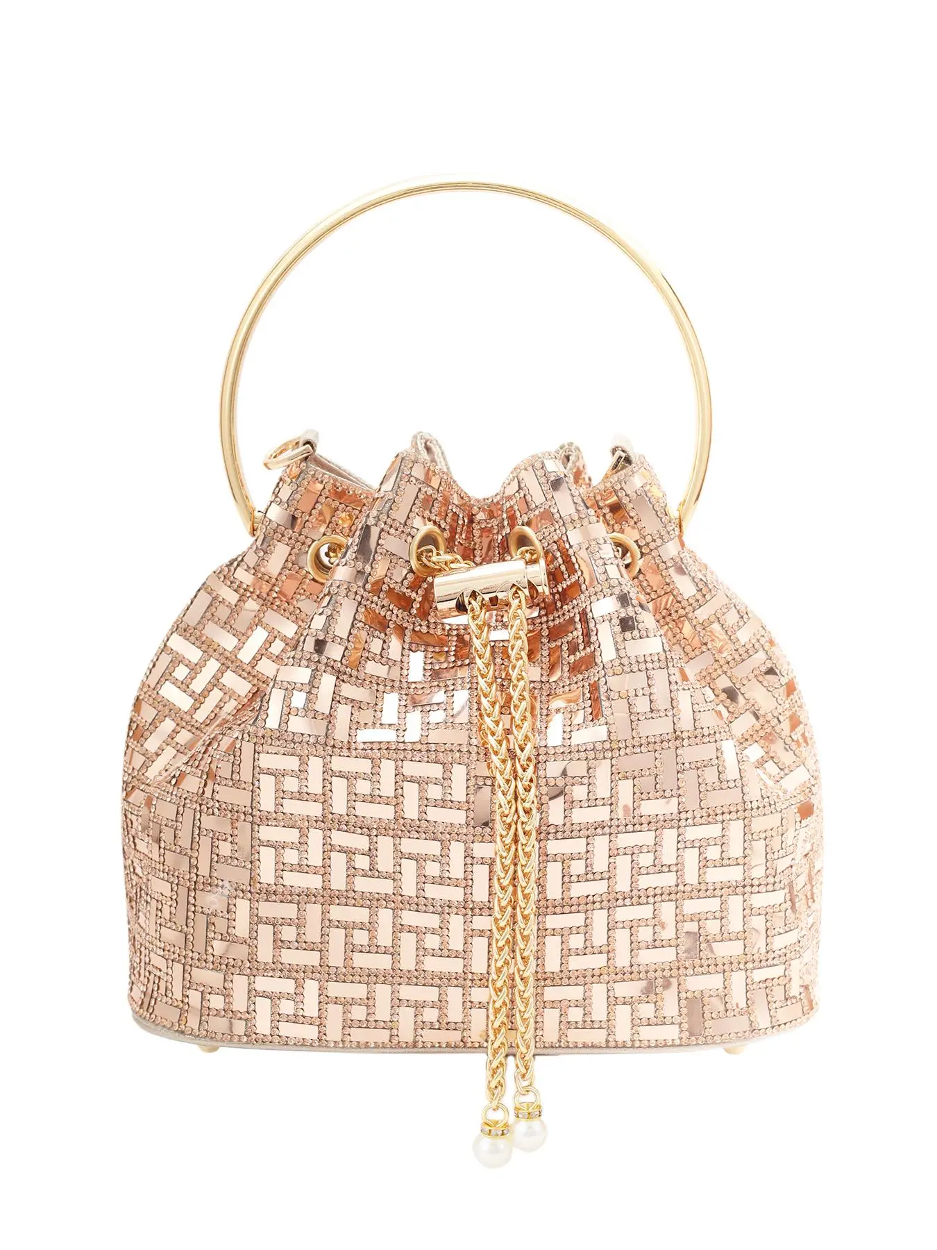 Women's Fashionable Rhinestone Decorated Evening Bag, with Chain Strap, Casual Plain Color Shoulder Bag for Party, Trendy All-match Commuter Bag
