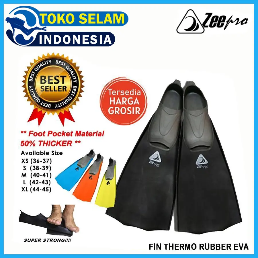 Fin Zeepro Thermo Rubber Eva Next Kaki Katak Selam For Snorkeling Diving Sepatu Snorkling Full Foot