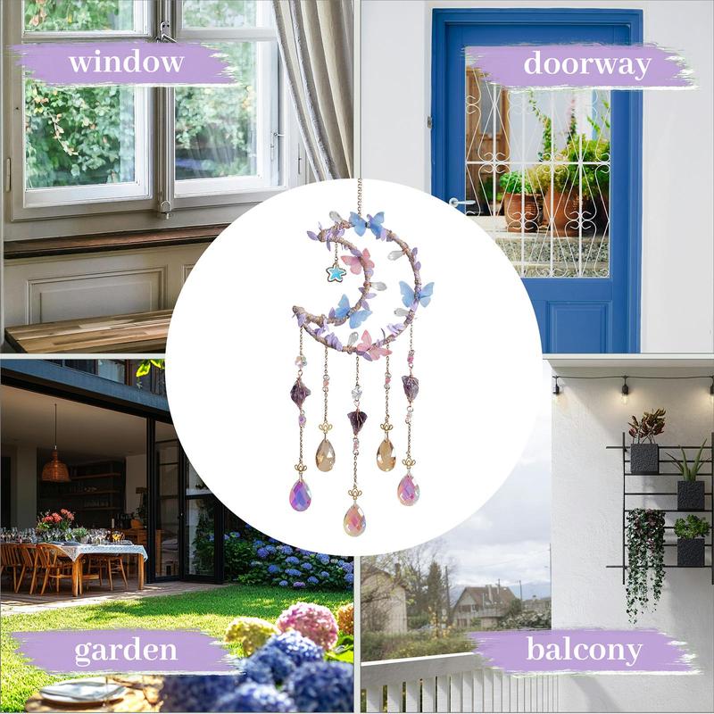 Hangable Room Decor Moon & Butterfly & Flower Design Dream Catcher, Artificial Crystal Hanging Decor, Home Deocr Sun Catcher for Garden Window Living Room Bedroom, Bedroom Decor, Home Decor 16 7c3a3b8fc1924ba8889e3b3b3e23fa06~tplv dx0w9n1ysr resize jpeg:800:800