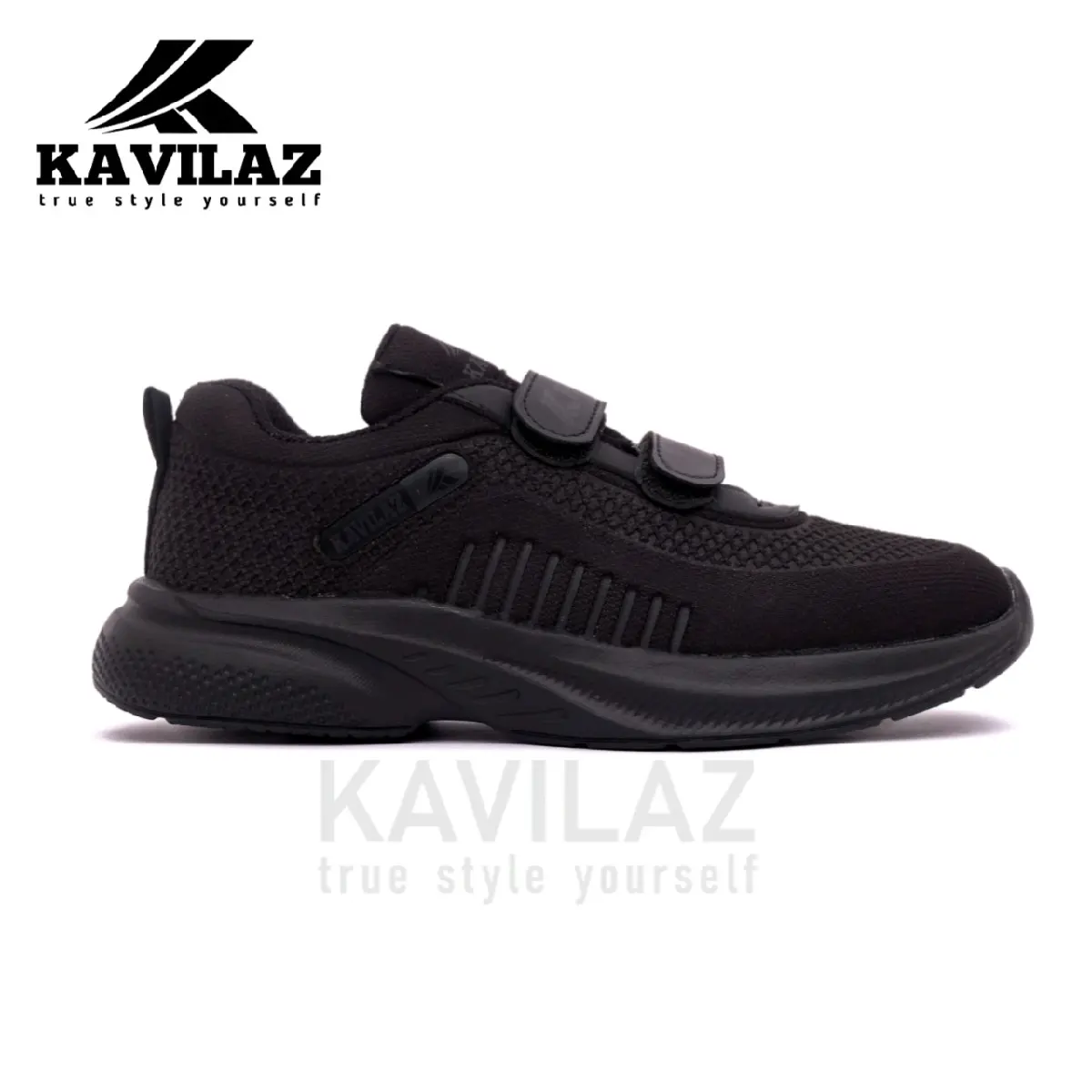 KAVILAZ - Sepatu sekolah anak laki laki perempuan hitam polos Size 28-40 Fashion synthetic v hitam