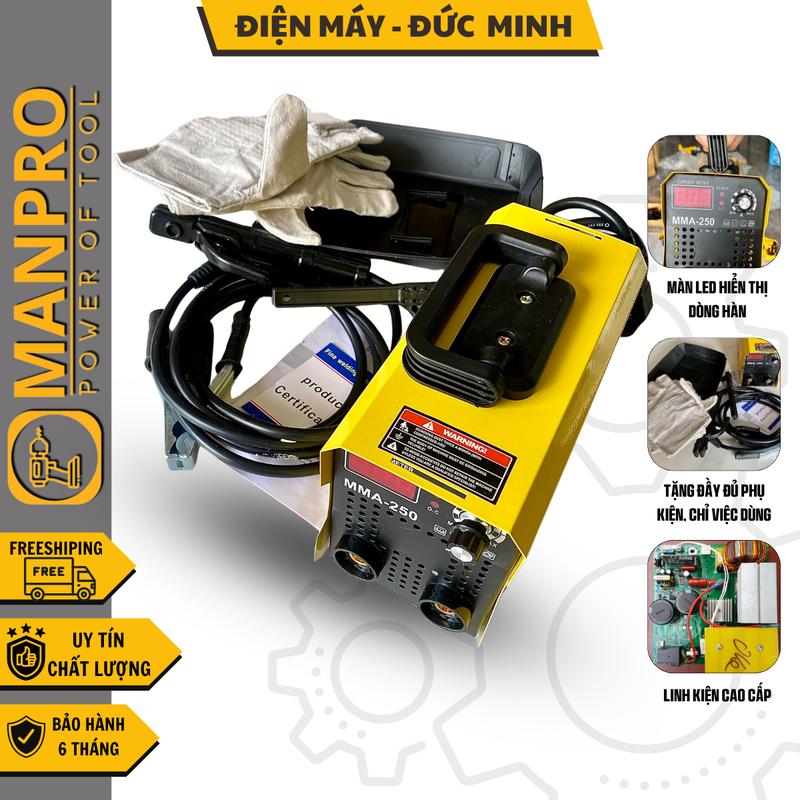 Máy hàn điện tử MINI  MANPRO MA-250,Máy hàn que đa năng nhỏ gọn, hàn que 2.5mm 3.2mm, Tặng kèm đủ phụ kiện máy  hàn