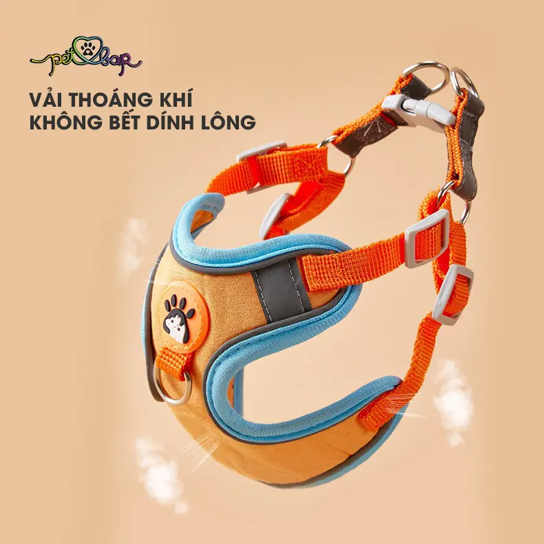 [2-14kg] Dây dắt cho thú cưng mặt cún chất liệu siêu mềm có viền phản quang chống lạc 4