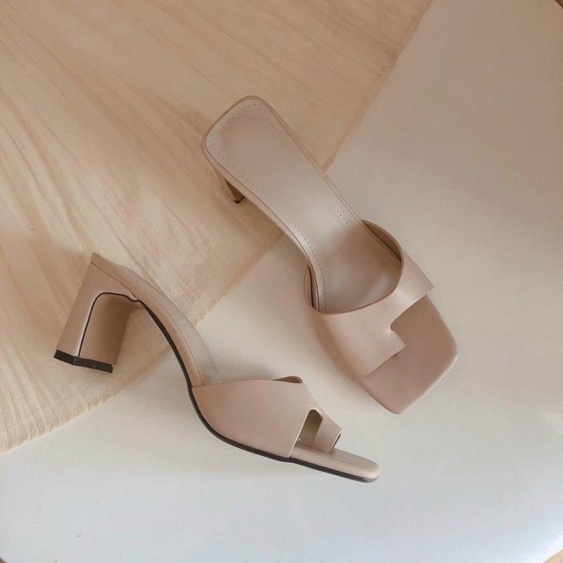 Guốc / dép nữ xỏ ngón da lì gót vuông 5p sang chảnh mã S106 Shoes