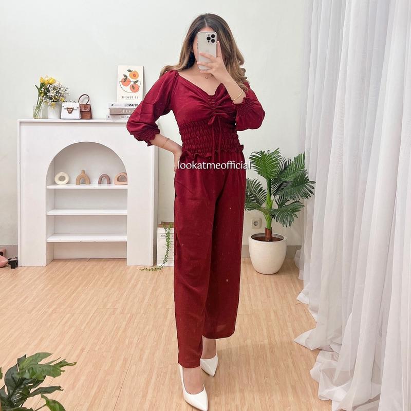 lookatmeofficual - Giselle Set 2in1 Bahan Crinkle Premium 6793 Baju Celana 3