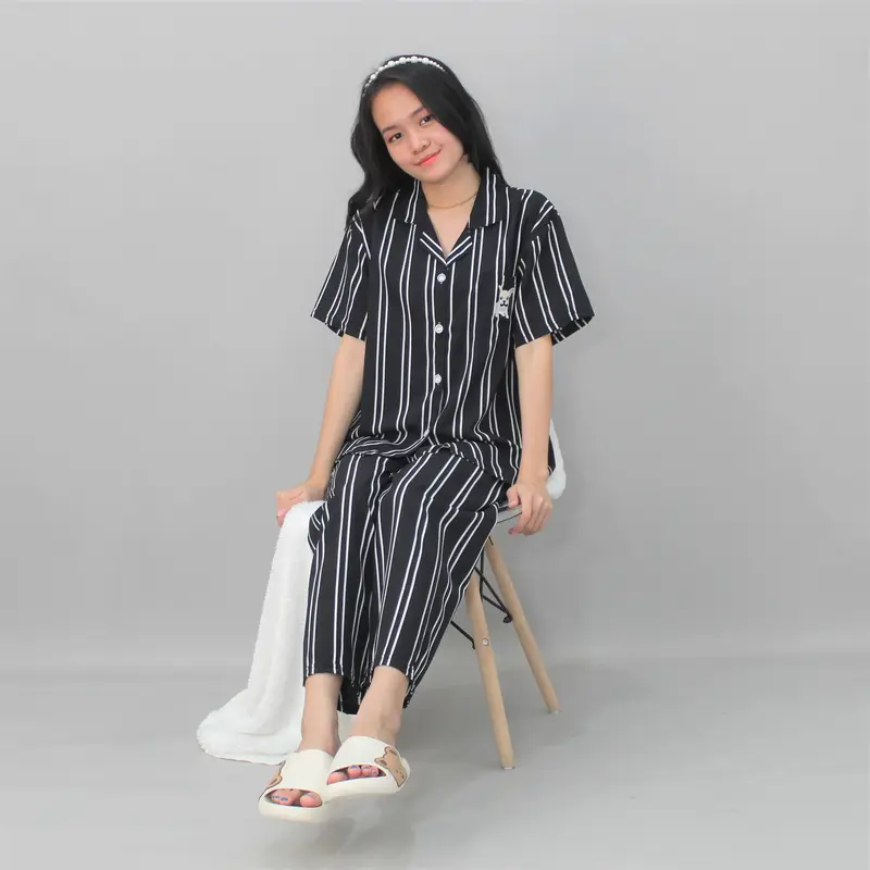 ST Bella Piyama Powysuit  Bahan Satin Sutra Baju Tidur Wanita Dewasa Celana Panjang lembut Setelan Pendek 4