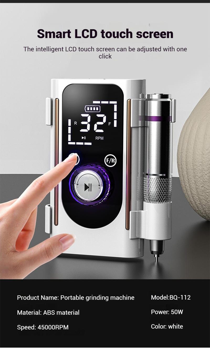 Product Introduction of 45000RPM Nail Drill Machine Electric Rechargeable Nail Sander for Gel Nails Polishing For Home Manicure Salon Portable Nail File Aluminum Acrylic 22
