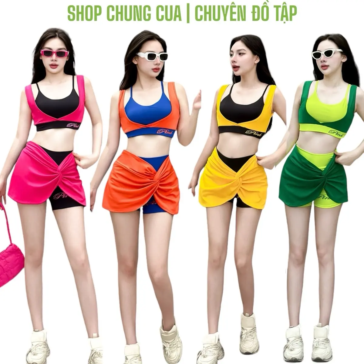 Bộ thể thao nữ quần đùi áo bra chất thun co dãn, bộ tập Gym, Aerobic, zumba,Shuffle dance nhiều màu lựa chọn