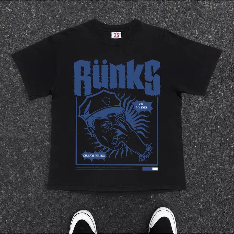 BOOMBAP American retro Style T-shirt Oversize Oh！ My eyes| Kaos Wanita Putih | Kaos pria dan wanita | Street Style 100%Cotton top Crew-neck fashion unisex T-shirt Menswear Top 5