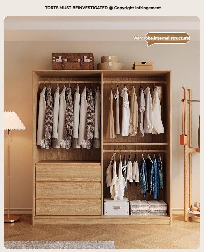 Product Introduction of [Pre Order] Nordic sliding door wardrobe, bedroom, simple and small-sized household, sliding door, wooden style combination, Japanese style storage wardrobe 33