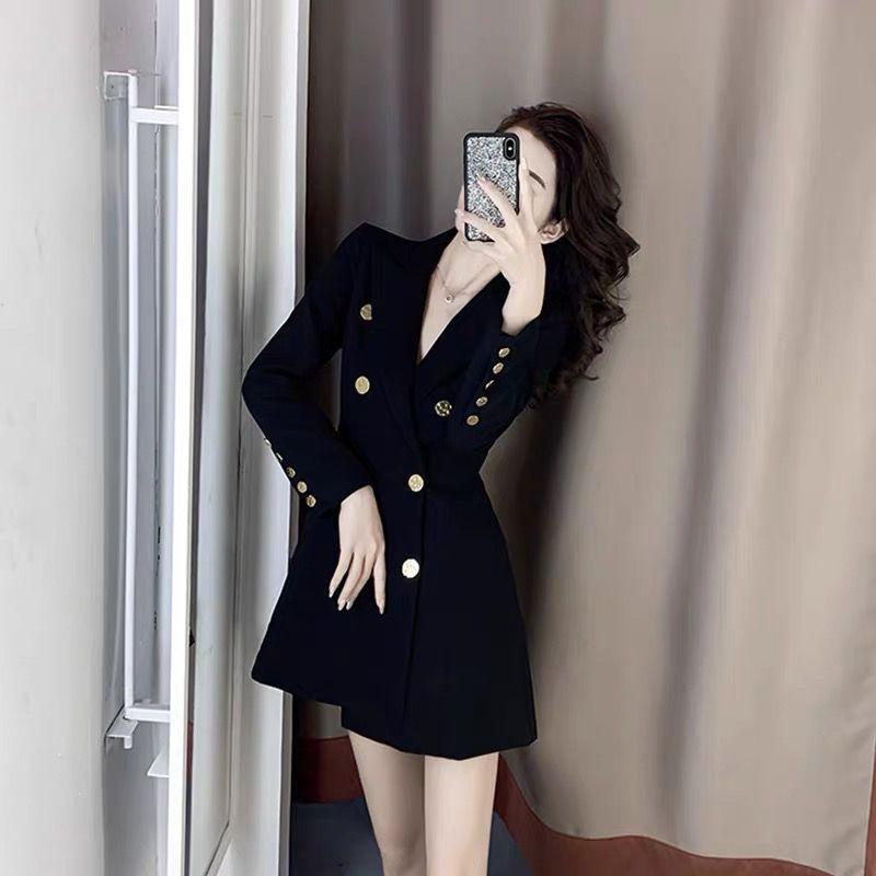 Váy Bộ Đồ Công Sở, Dành Cho Nữ, Thiết Kế Phong Cách Pháp, Ôm Sát Eo, Màu Đen Thanh Lịch, Thích Hợp Cho Mùa Xuân 2024, Thiết Kế Độc Đáo, Hàng Mới Về 4
