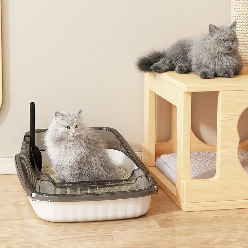 [TikTok Hot] Oversized Semi-Closed Sand Basin Cat Open Anti-Outdoor Supplies Toilet Anti-Belt Small Size Kittens Pet Supplies Sand Tray