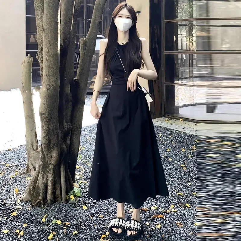 Gaun tanpa punggung leher halter gaya Korea baru Casual Wanita 3
