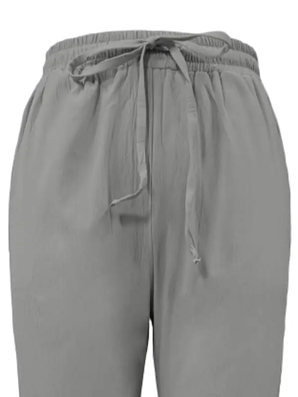 【Plus Size】 Solid Color Button Decor Pants, Casual Comfy Trousers for Daily Wear, Women's Bottoms for Summer 5