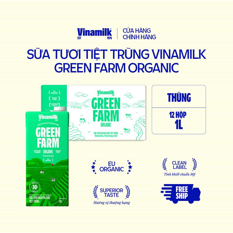 Thùng 12 hộp Sữa tươi tiệt trùng Vinamilk GreenFarm Organic 1L
