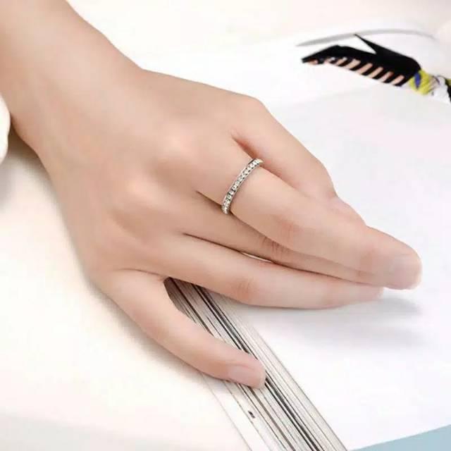 Product Introduction of Cincin couple Titanium Stainless steel FULL MATA 1Baris anti karat selamanya Fashion Ring 0
