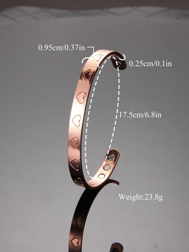 Product Introduction of Women's Street Trend Heart Design Cuff Bangle Bracelet, Trendy Vintage Matching Bracelet, Chic Retro Jewelry As Gift for Girlfriend, Valentine's Day, Gift 5