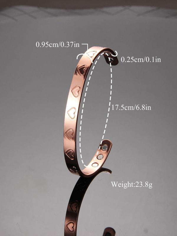 Women's Street Trend Heart Design Cuff Bangle Bracelet, Trendy Vintage Matching Bracelet, Chic Retro Jewelry As Gift for Girlfriend, Valentine's Day, Gift 5