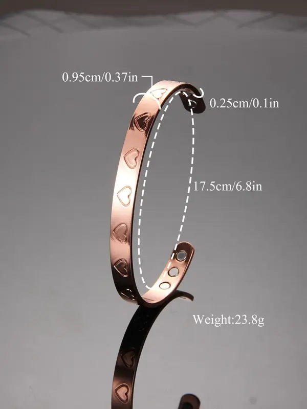 Women's Street Trend Heart Design Cuff Bangle Bracelet, Trendy Vintage Matching Bracelet, Chic Retro Jewelry As Gift for Girlfriend, Valentine's Day, Gift 5