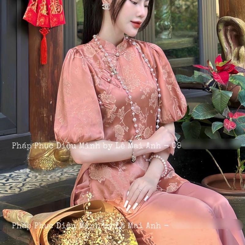 Bộ pháp phục đi chùa tay bồng chất liệu l.ụa 5