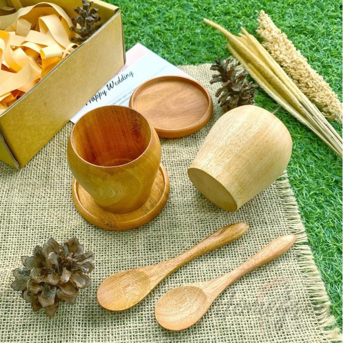 Hampers gelas mini couple aesthetic / hampers gelas kayu mahoni set / kado wedding / souvenir pernikahan / kado wisuda / gelas mug kayu / hadiah ulang tahun / kado unik kerajinan kayu murah hampers idul fitri 2