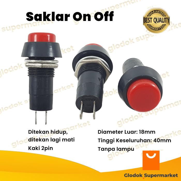 Switch On Off Bulat 2 Pin Push On Off Saklar 2pin Tombol 2 Kaki Toggle ...