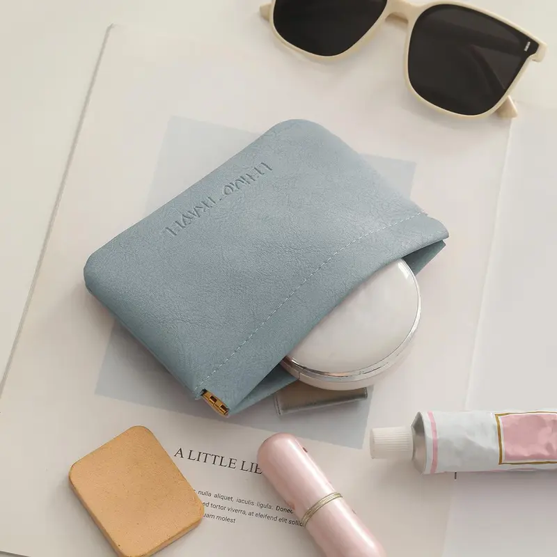 Portable Letter Print Leather Wallet, 1 Count Minimalist Coin Purse, Multi-functional Key Storage Bag, Gift For Friends 4