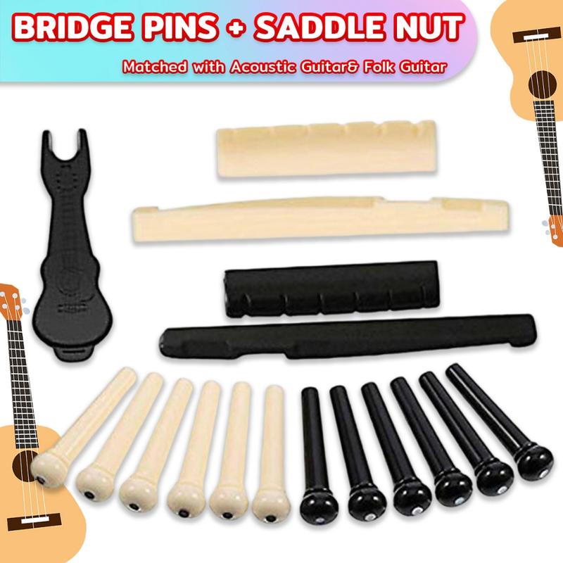 Guitar Saddle and Slotted Nut for 6 Strings Acoustic Guitar Parts ...