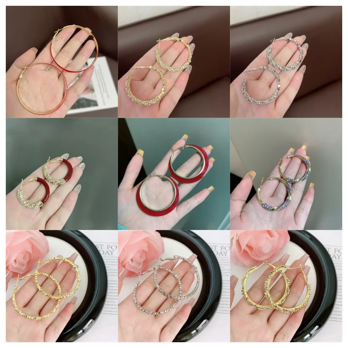 Hoa Tai Vòng Tròn Họa Tiết Thời Trang, Thanh Lịch, Giá Cả Phải Chăng, Hoa Tai Dễ Phối Đồ Sang Trọng, Thiết Kế Nhỏ Giọt Nữ Women