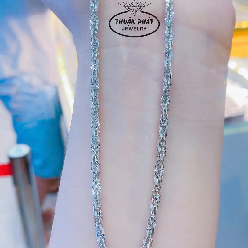 Phụ Kiện Dây Chuyền Xoắn Lá Vuông Đủ Size Unisex Đeo Cổ Bền Sang Trọng Trang Sức Bạc Ý Xi Kim- Bạc Thuận Phát . 5
