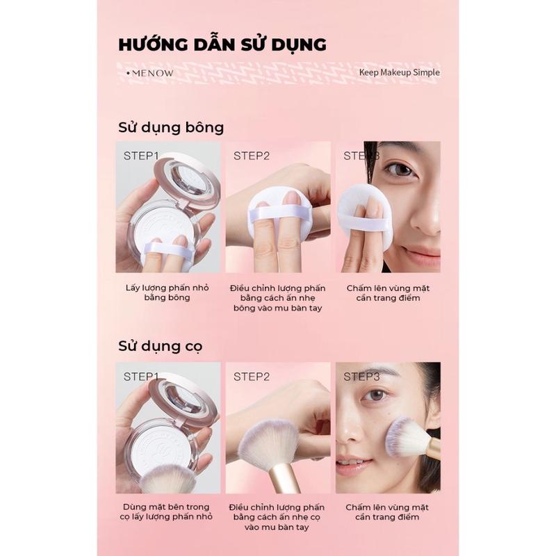 MENOW phấn phủ nén kiềm dầu, che phủ tốt, chống nước 8.5g 3