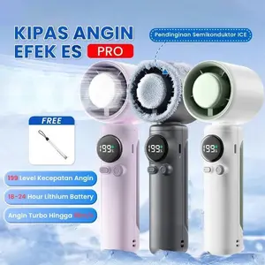 POMANY - Semi Conductor Cooling Fan Portable Mini Fan Angin Kencang Wind 199 Gear Wind Speed kipas angin Digital Display