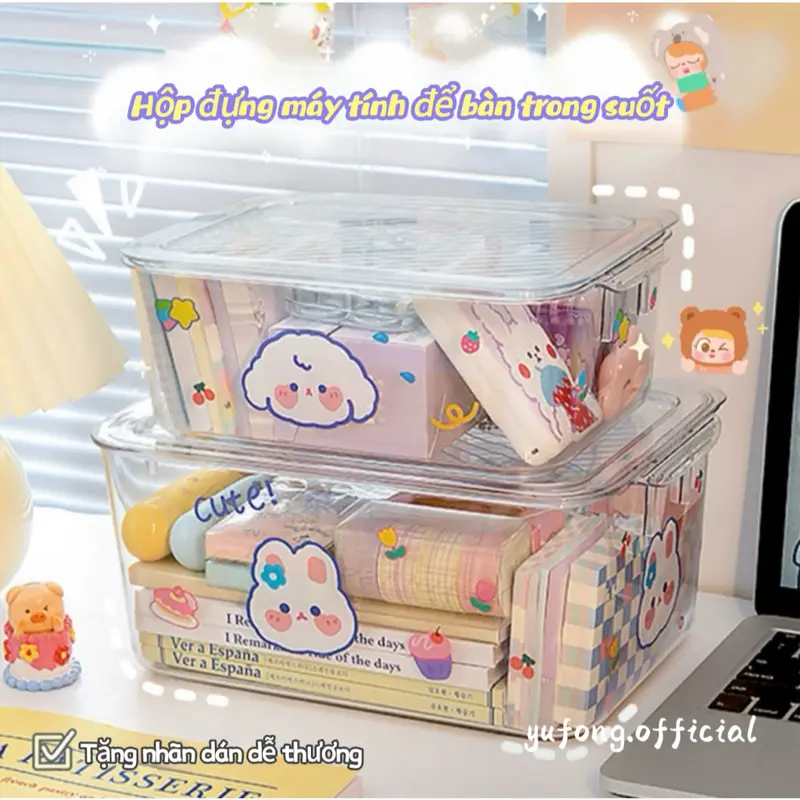 Hộp lưu trữ trong suốt để bàn acrylic có nắp đậy văn phòng phẩm hoàn thiện hộp mỹ phẩm giá lưu trữ hộp nhỏ Đựng Đồ Ăn medo  thong 0