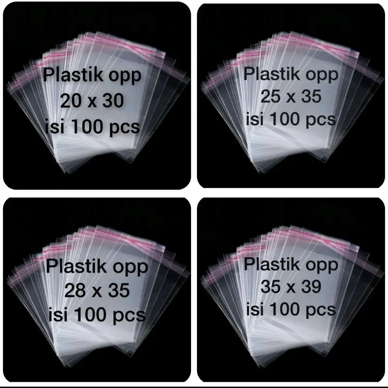 Plastik OPP BENING Baju 20x30, 25x35, 28x35, 35x39 Isi 100 Pcs