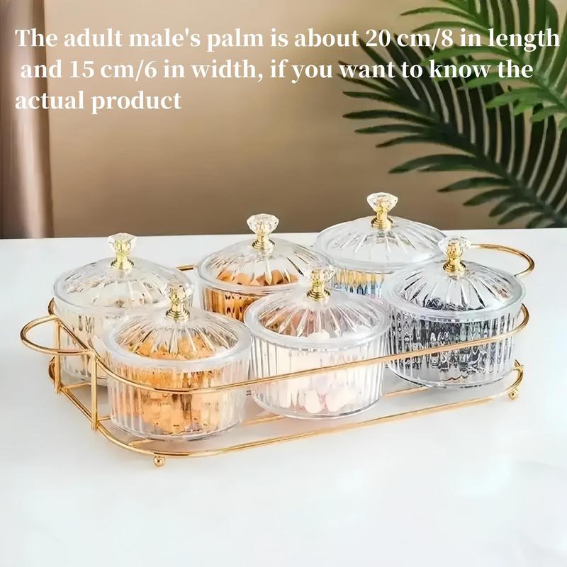 Snack Boxes with Compartments, Luxury Divided Container, Serving Tray with Lid for Dried Fruit Candy Chips Pickle Spice, Food Box for Party Home Decor 7