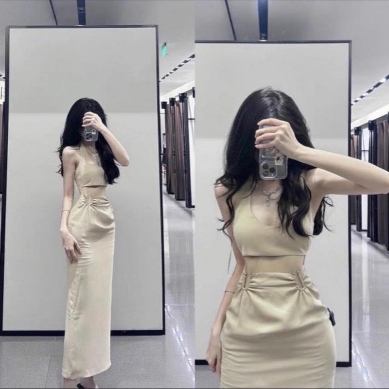 ĐẦM KHUYÊN EO CROPTOP-KHANH VY STORE ( 31150) Nữ Dress Women