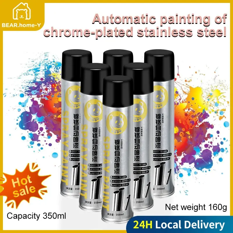 Metal Anti-rust Spray Paint Stainless Steel Aluminum Alloy Chrome Spray Paint Metal Silver Automatic hand spray painting high temperature resistance Waterproof
