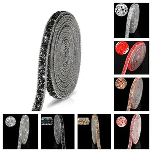 100 cm Tikar Strip setrika Payet hotfix kristal rhinestone perbaris diamond acak gosok lembaran