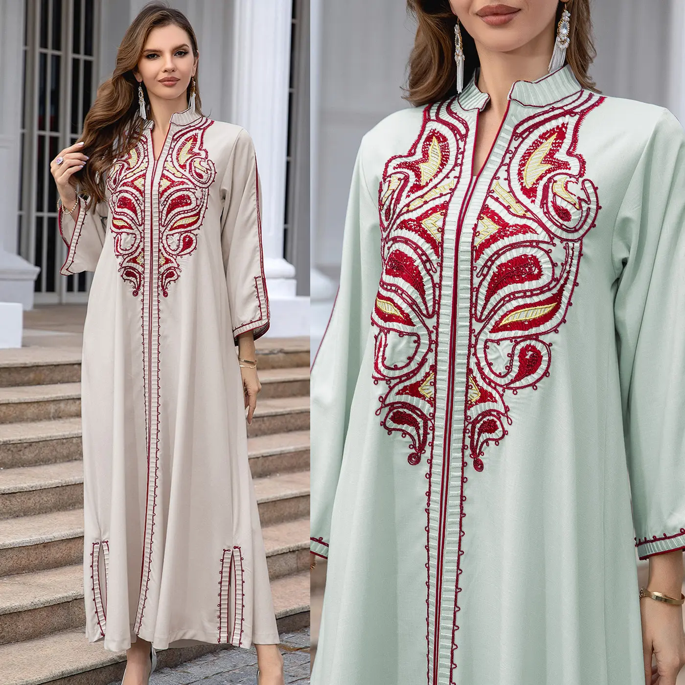 Váy Hồi Giáo Váy Dạ Hội Xuyên Biên Giới Djellaba Hồi Giáo Váy Thêu Váy Bán Buôn Quốc Tế Thương