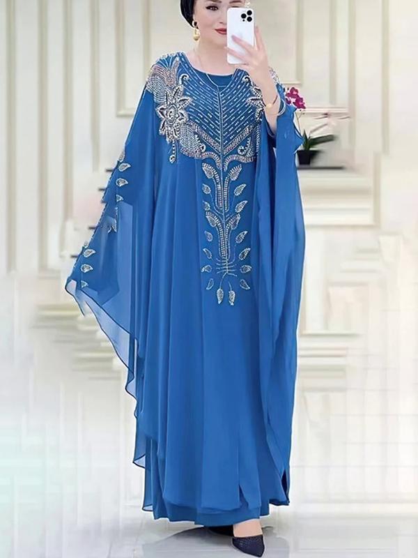 Product Introduction of ChiffonBoubouMuslimFashionAbaya2PCSSetDubaiTurkeyMaxiDressMusulmanEnsemblesCaftanMarocainIslamicClothing 3