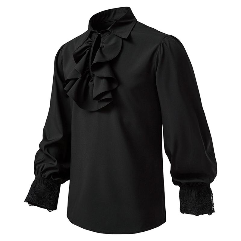 Men's Victorian Lapel Medieval Ruffle Renaissance Undershirt - TikTok ...