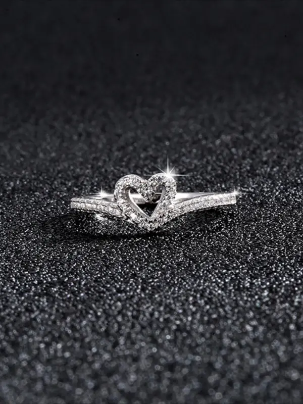 Heart Shaped Rhinestone Decor Promise Ring, Fashion Jewelry for Party, Daily Clothing Decor, Trendy All-match & Exquisite Jewelry for Birthday Gift 3